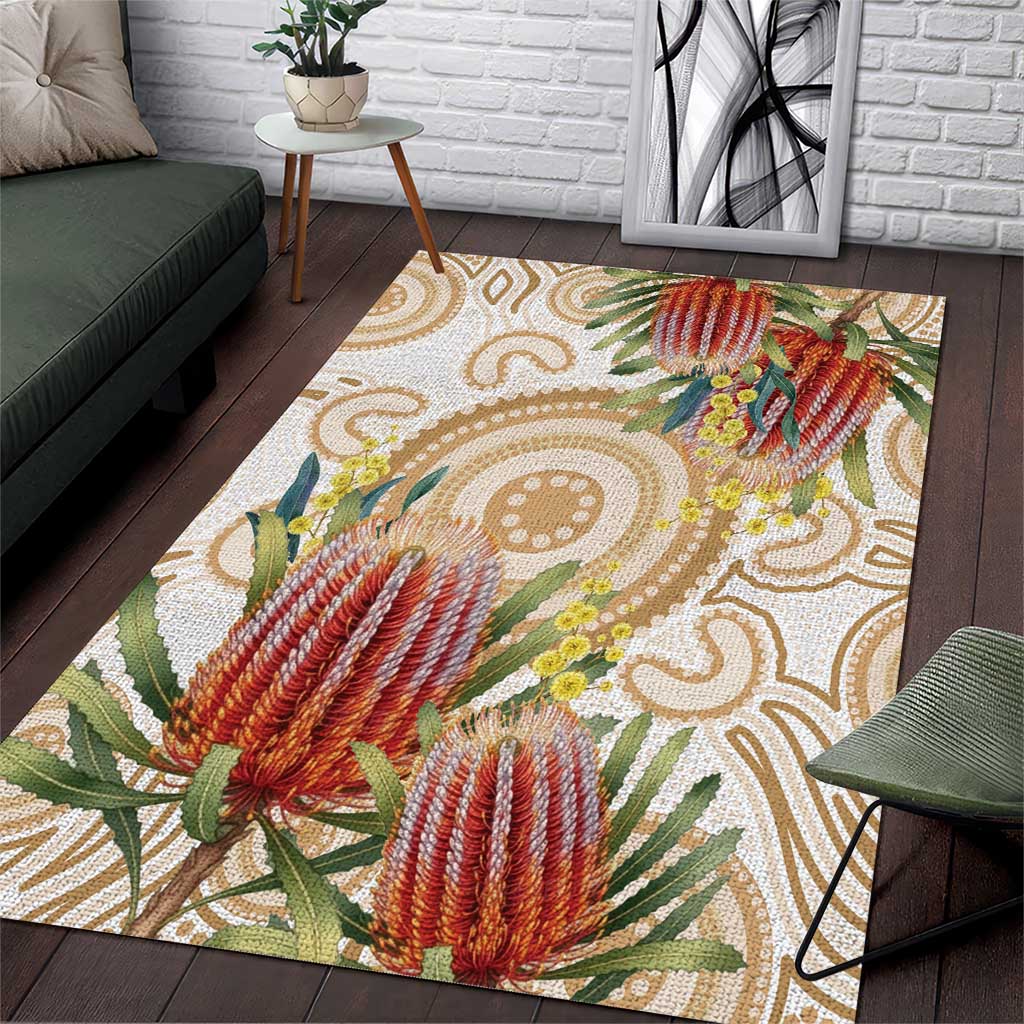 Australia Banksia Area Rug Aussie Native Flowers Indigenous Art - Aussie Hoodie
