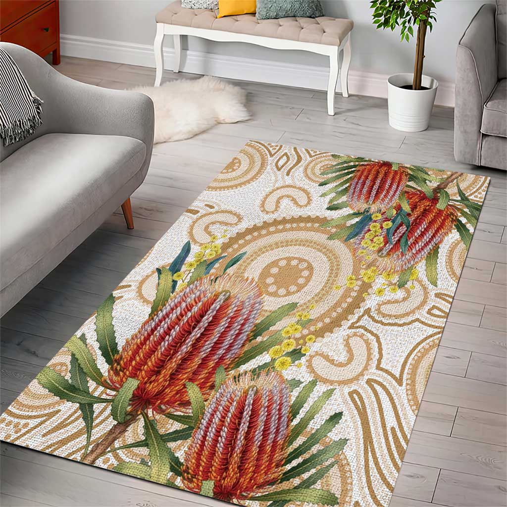 Australia Banksia Area Rug Aussie Native Flowers Indigenous Art - Aussie Hoodie