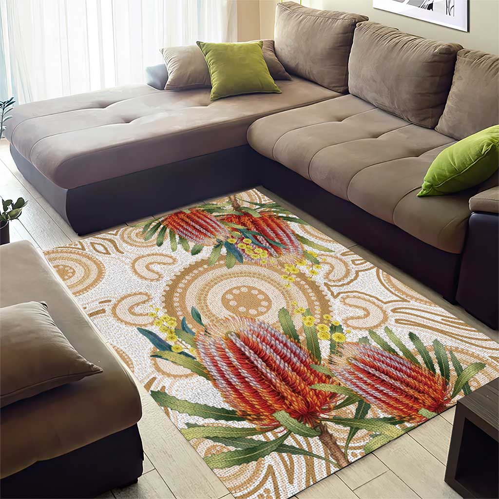 Australia Banksia Area Rug Aussie Native Flowers Indigenous Art - Aussie Hoodie