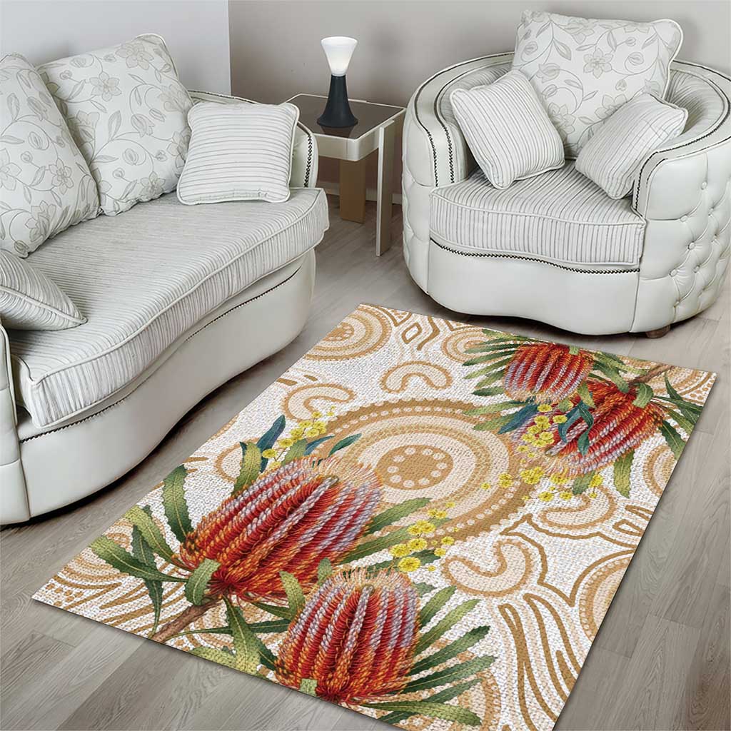 Australia Banksia Area Rug Aussie Native Flowers Indigenous Art - Aussie Hoodie