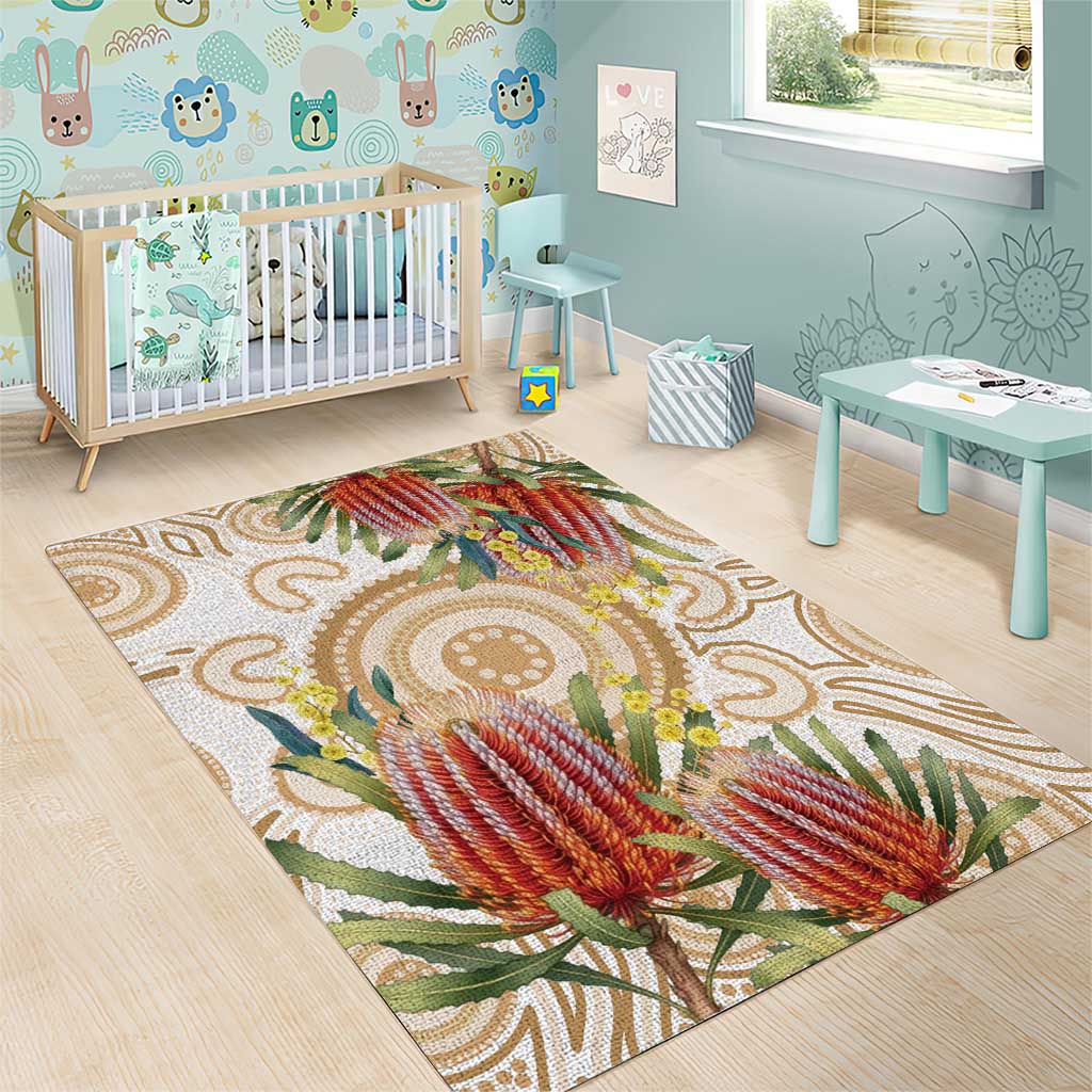 Australia Banksia Area Rug Aussie Native Flowers Indigenous Art - Aussie Hoodie