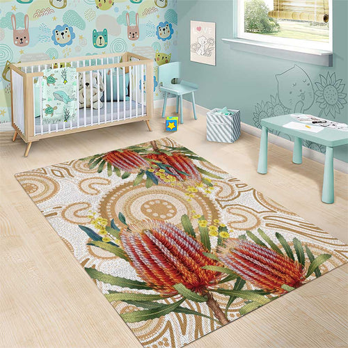 Australia Banksia Area Rug Aussie Native Flowers Indigenous Art - Aussie Hoodie