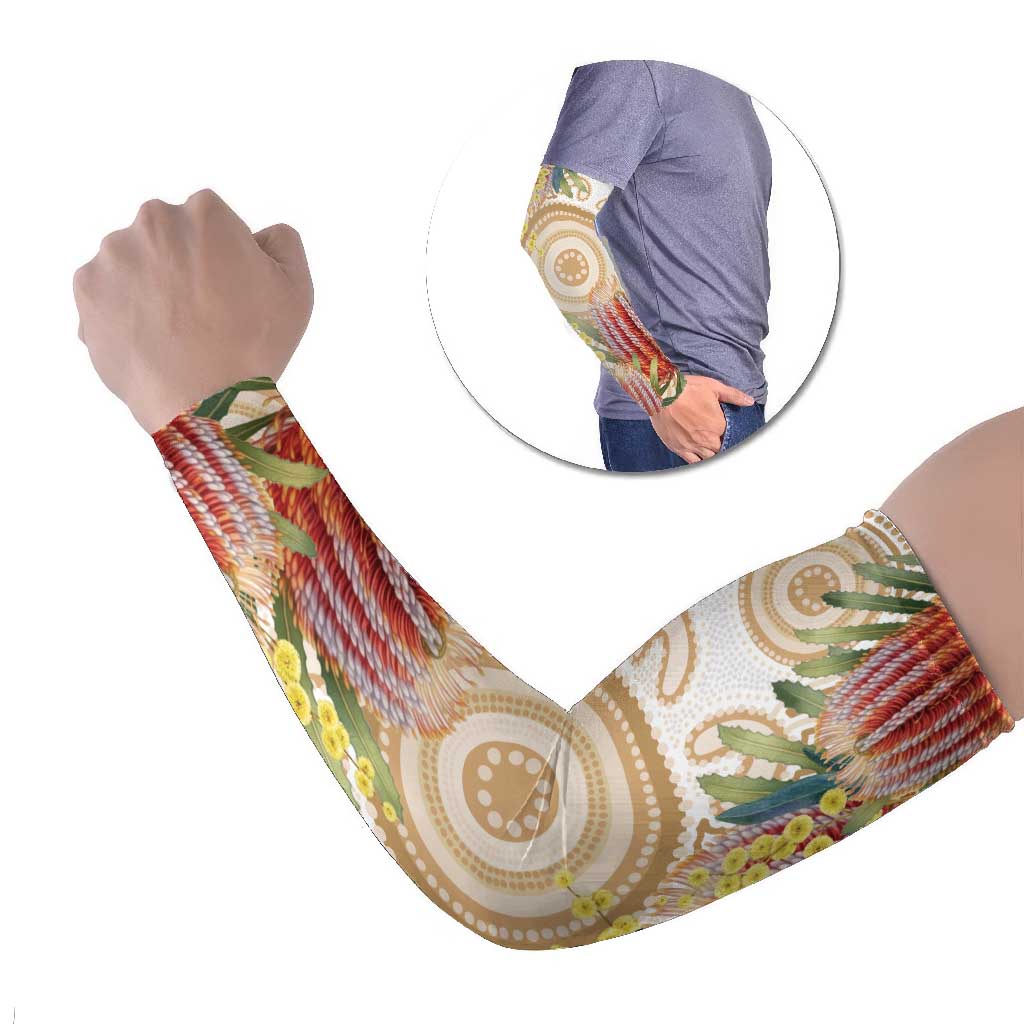 Australia Banksia Arm Sleeves Aussie Native Flowers Indigenous Art - Aussie Hoodie