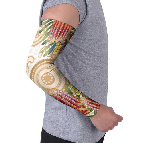 Australia Banksia Arm Sleeves Aussie Native Flowers Indigenous Art - Aussie Hoodie