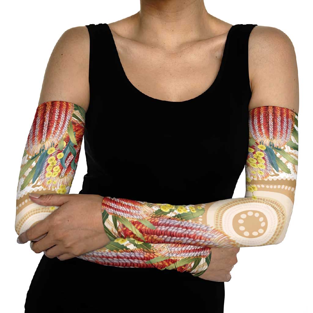 Australia Banksia Arm Sleeves Aussie Native Flowers Indigenous Art - Aussie Hoodie