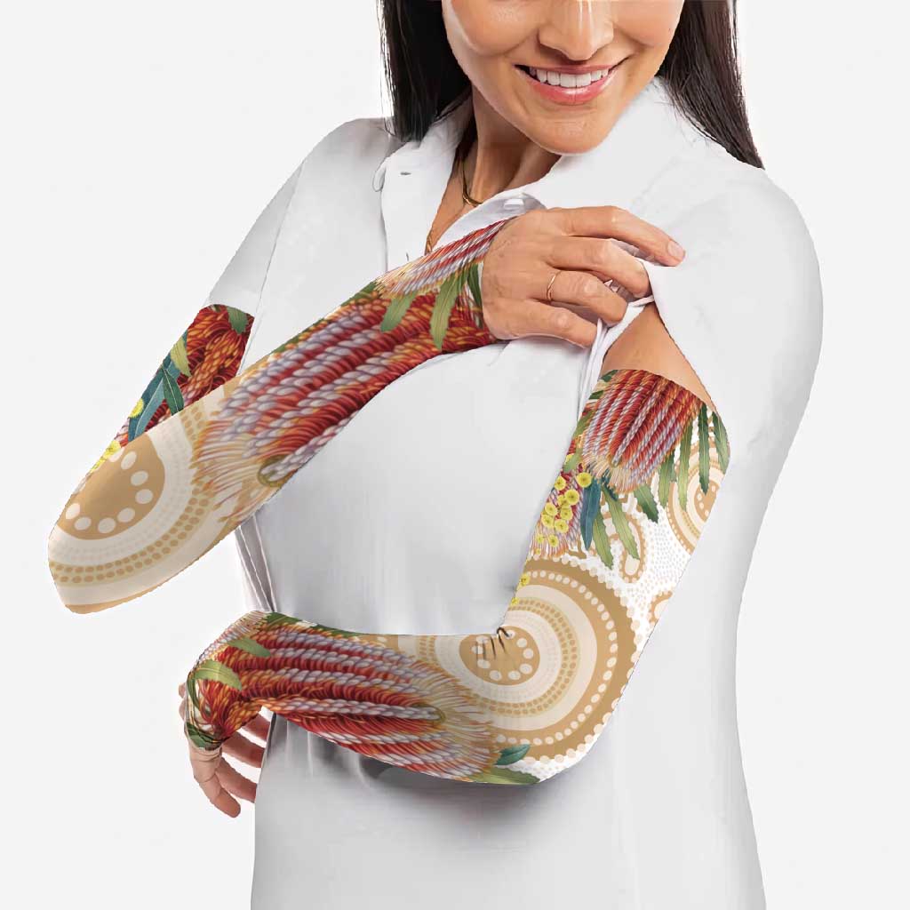 Australia Banksia Arm Sleeves Aussie Native Flowers Indigenous Art - Aussie Hoodie