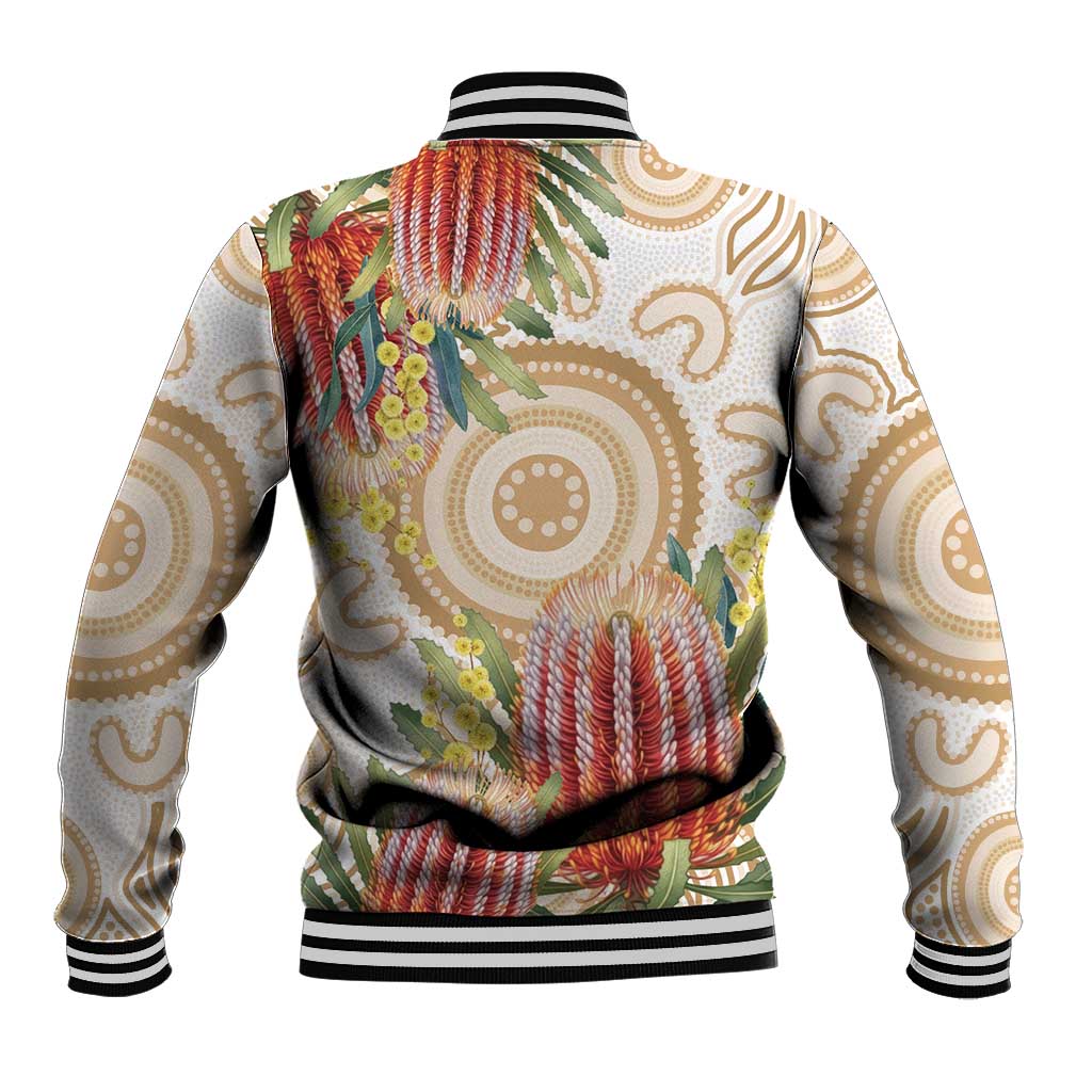 Australia Banksia Baseball Jacket Aussie Native Flowers Indigenous Art - Aussie Hoodie