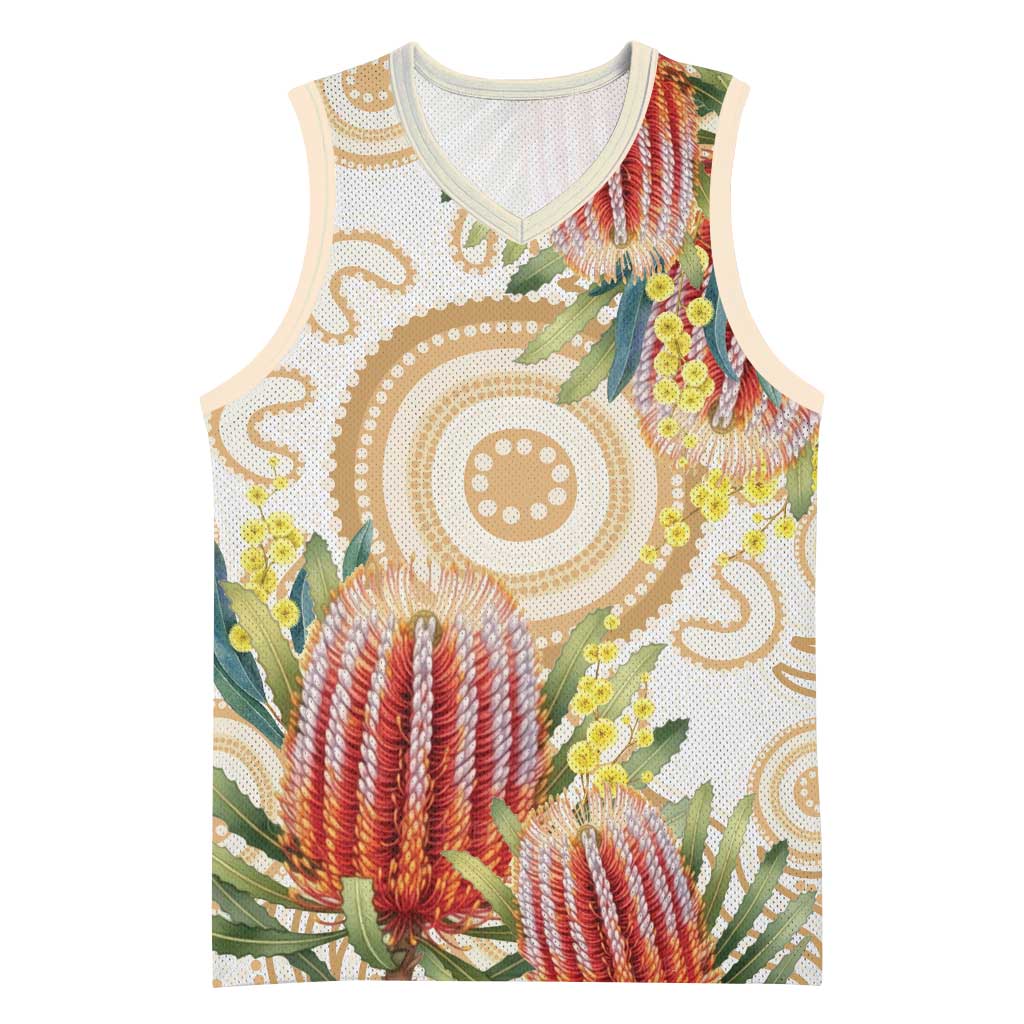 Australia Banksia Basketball Jersey Aussie Native Flowers Indigenous Art - Aussie Hoodie
