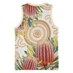 Australia Banksia Basketball Jersey Aussie Native Flowers Indigenous Art - Aussie Hoodie