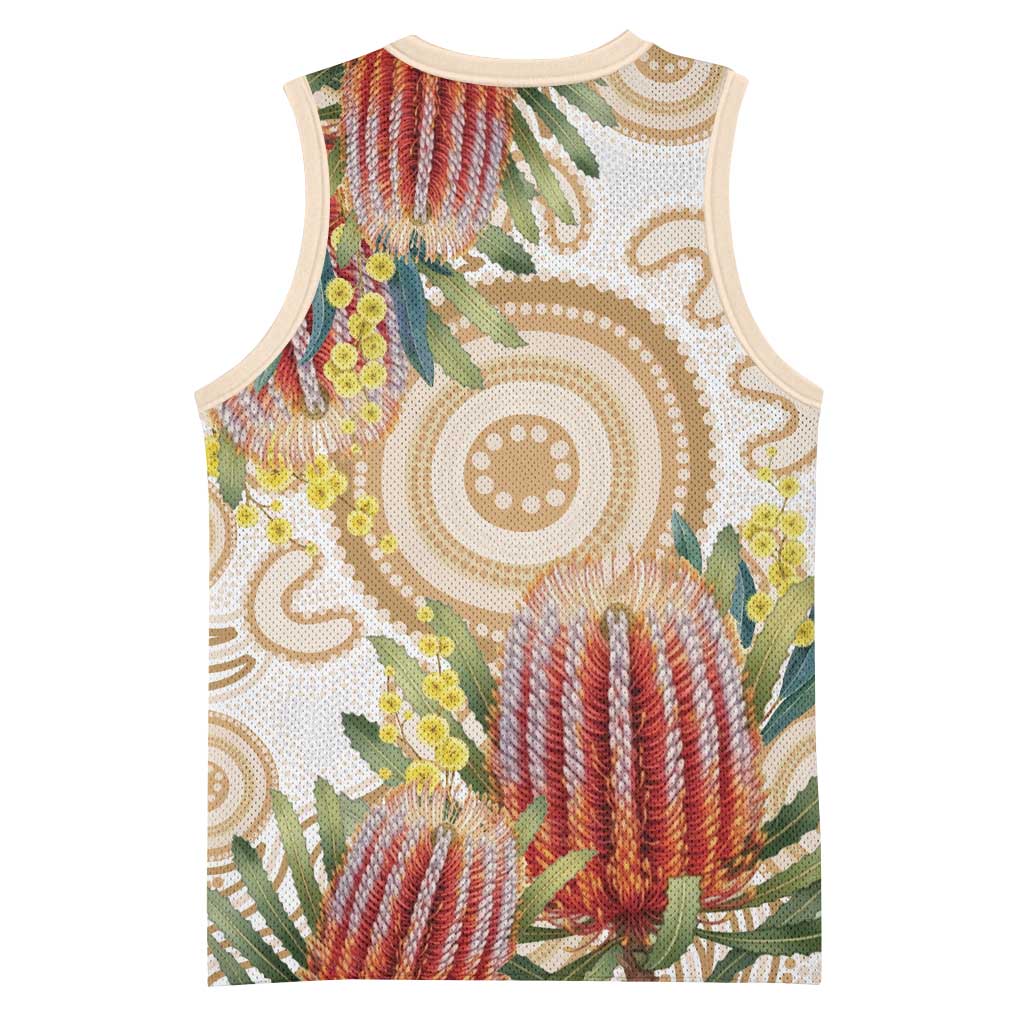 Australia Banksia Basketball Jersey Aussie Native Flowers Indigenous Art - Aussie Hoodie