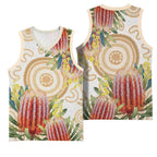 Australia Banksia Basketball Jersey Aussie Native Flowers Indigenous Art - Aussie Hoodie