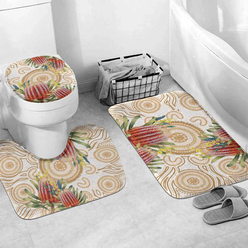 Australia Banksia Bathroom Set Aussie Native Flowers Indigenous Art - Aussie Hoodie