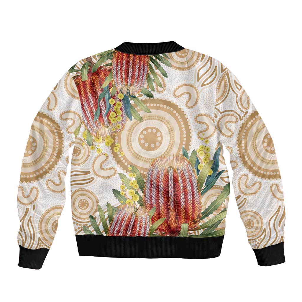 Australia Banksia Bomber Jacket Aussie Native Flowers Indigenous Art - Aussie Hoodie