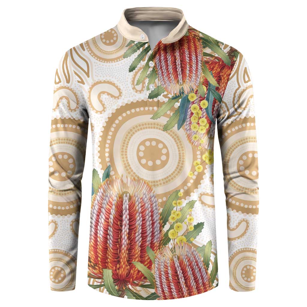 Australia Banksia Button Sweatshirt Aussie Native Flowers Indigenous Art - Aussie Hoodie