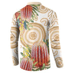 Australia Banksia Button Sweatshirt Aussie Native Flowers Indigenous Art - Aussie Hoodie
