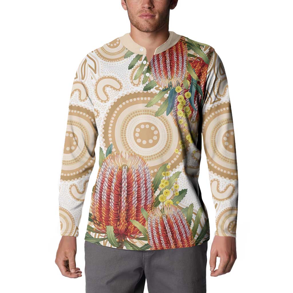 Australia Banksia Button Sweatshirt Aussie Native Flowers Indigenous Art - Aussie Hoodie