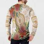 Australia Banksia Button Sweatshirt Aussie Native Flowers Indigenous Art - Aussie Hoodie
