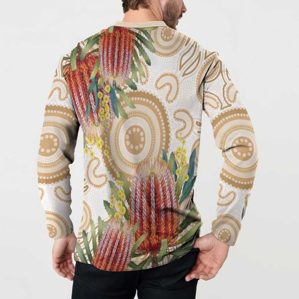 Australia Banksia Button Sweatshirt Aussie Native Flowers Indigenous Art - Aussie Hoodie