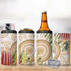 Australia Banksia 4 in 1 Can Cooler Tumbler Aussie Native Flowers Indigenous Art - Aussie Hoodie
