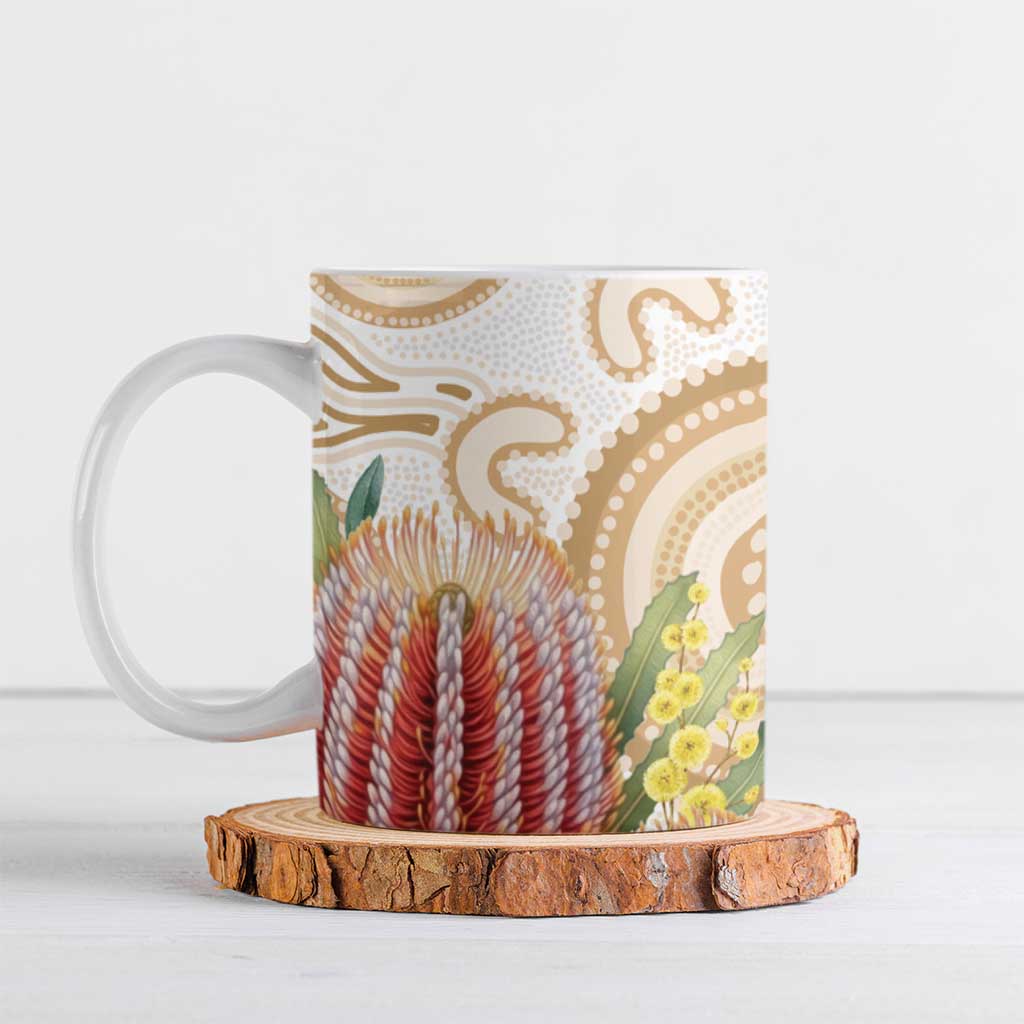 Australia Banksia Ceramic Mug Aussie Native Flowers Indigenous Art - Aussie Hoodie