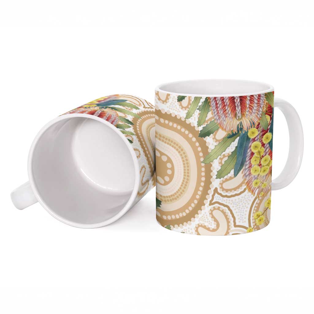 Australia Banksia Ceramic Mug Aussie Native Flowers Indigenous Art - Aussie Hoodie