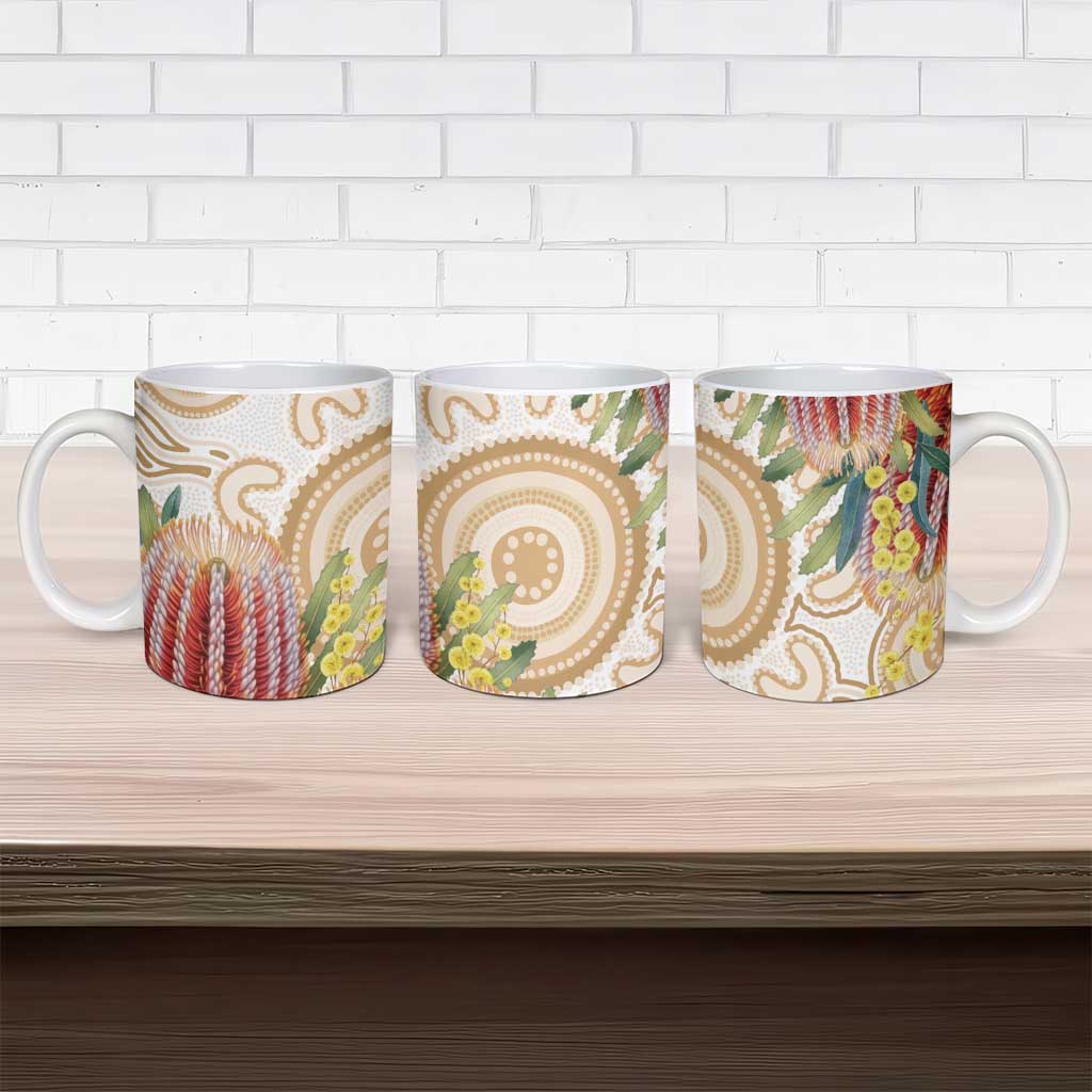 Australia Banksia Ceramic Mug Aussie Native Flowers Indigenous Art - Aussie Hoodie