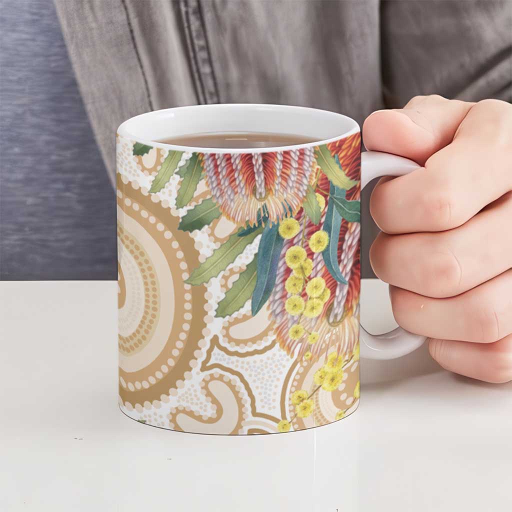 Australia Banksia Ceramic Mug Aussie Native Flowers Indigenous Art - Aussie Hoodie