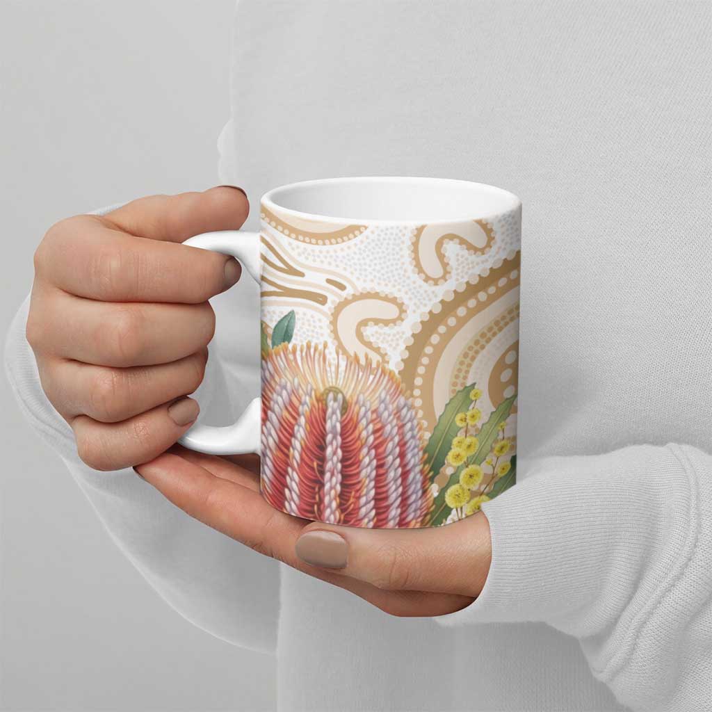 Australia Banksia Ceramic Mug Aussie Native Flowers Indigenous Art - Aussie Hoodie