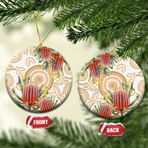 Australia Banksia Ceramic Ornament Aussie Native Flowers Indigenous Art - Aussie Hoodie
