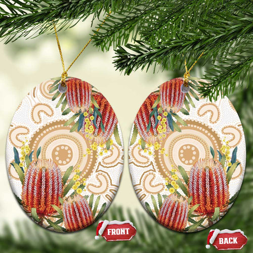 Australia Banksia Ceramic Ornament Aussie Native Flowers Indigenous Art - Aussie Hoodie