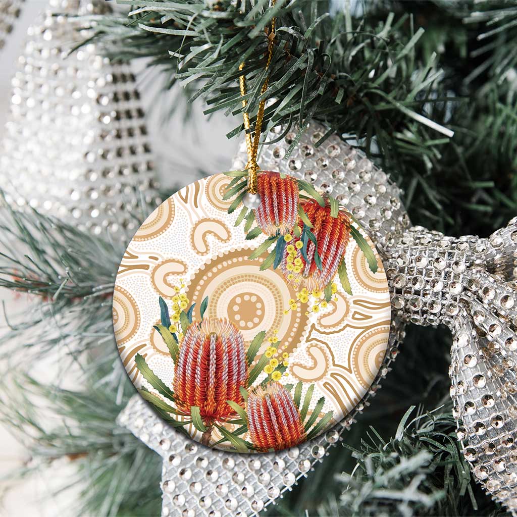 Australia Banksia Ceramic Ornament Aussie Native Flowers Indigenous Art - Aussie Hoodie