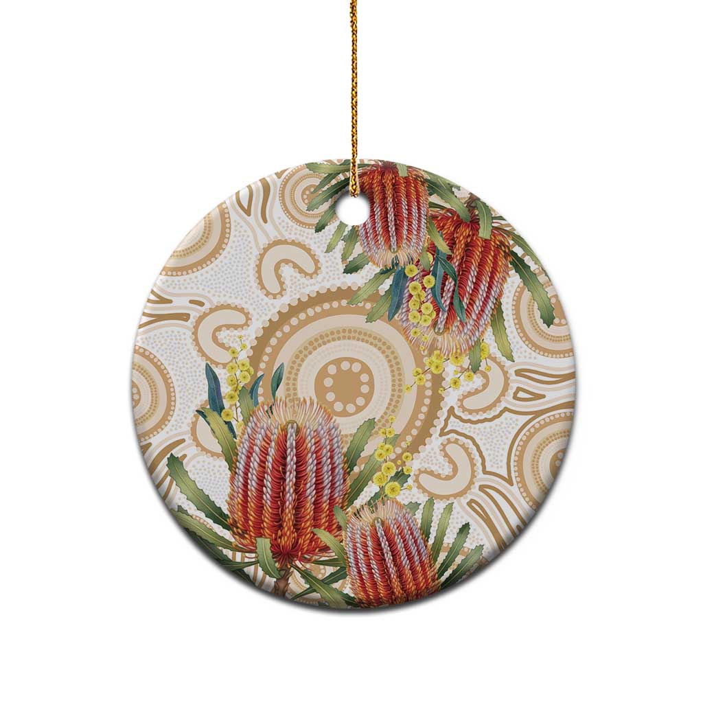 Australia Banksia Ceramic Ornament Aussie Native Flowers Indigenous Art - Aussie Hoodie