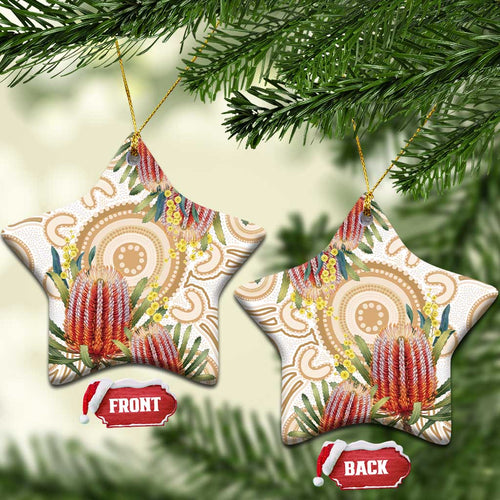 Australia Banksia Ceramic Ornament Aussie Native Flowers Indigenous Art - Aussie Hoodie