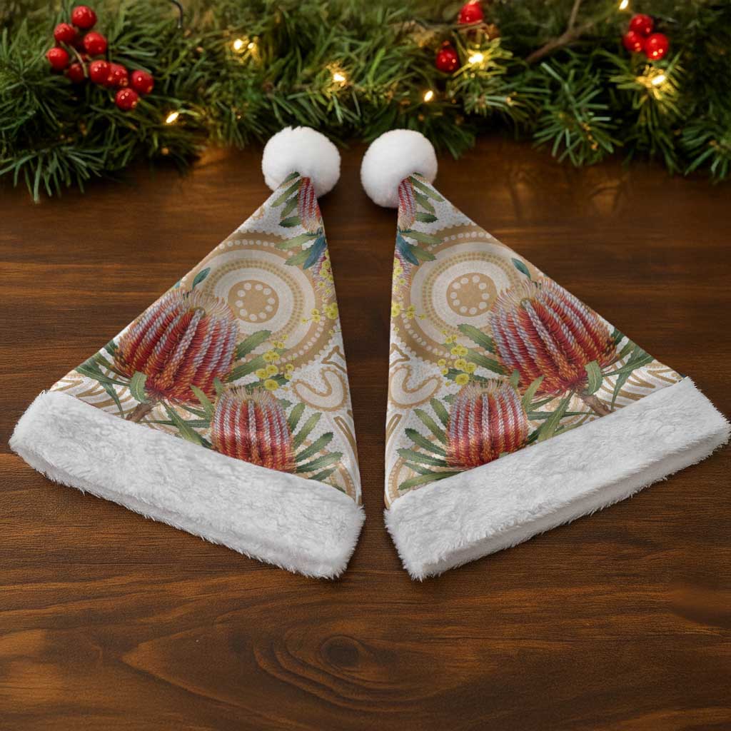 Australia Banksia Christmas Santa Hat Aussie Native Flowers Indigenous Art - Aussie Hoodie