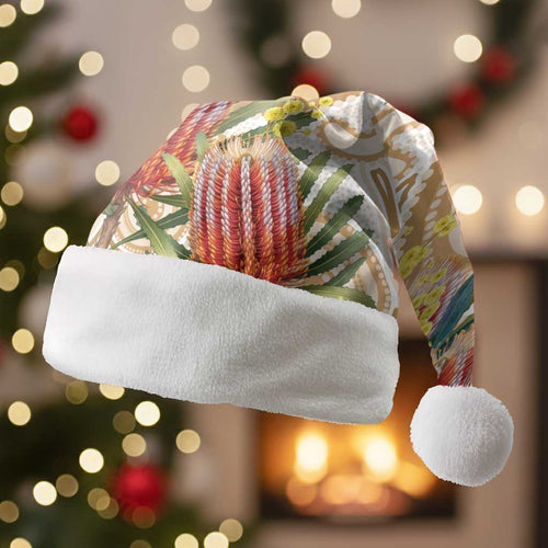 Australia Banksia Christmas Santa Hat Aussie Native Flowers Indigenous Art - Aussie Hoodie