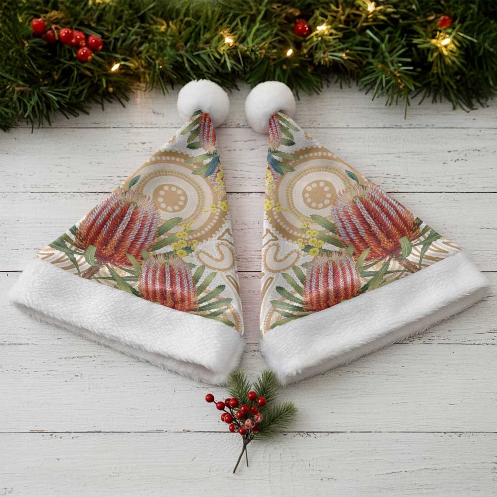 Australia Banksia Christmas Santa Hat Aussie Native Flowers Indigenous Art - Aussie Hoodie