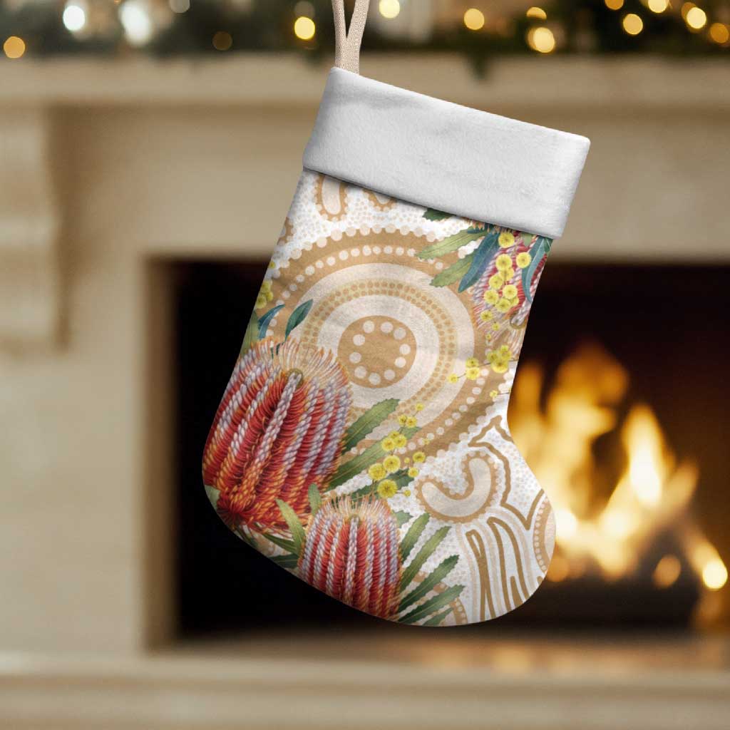 Australia Banksia Christmas Stocking Aussie Native Flowers Indigenous Art - Aussie Hoodie