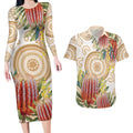 Australia Banksia Couples Matching Long Sleeve Bodycon Dress and Hawaiian Shirt Aussie Native Flowers Indigenous Art - Aussie Hoodie