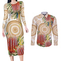 Australia Banksia Couples Matching Long Sleeve Bodycon Dress and Long Sleeve Button Shirt Aussie Native Flowers Indigenous Art - Aussie Hoodie