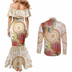 Australia Banksia Couples Matching Mermaid Dress and Long Sleeve Button Shirt Aussie Native Flowers Indigenous Art - Aussie Hoodie