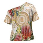 Australia Banksia Cross Shoulder Shirt Aussie Native Flowers Indigenous Art - Aussie Hoodie