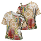 Australia Banksia Cross Shoulder Shirt Aussie Native Flowers Indigenous Art - Aussie Hoodie
