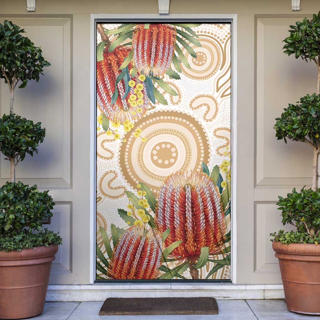 Australia Banksia Door Cover Aussie Native Flowers Indigenous Art - Aussie Hoodie