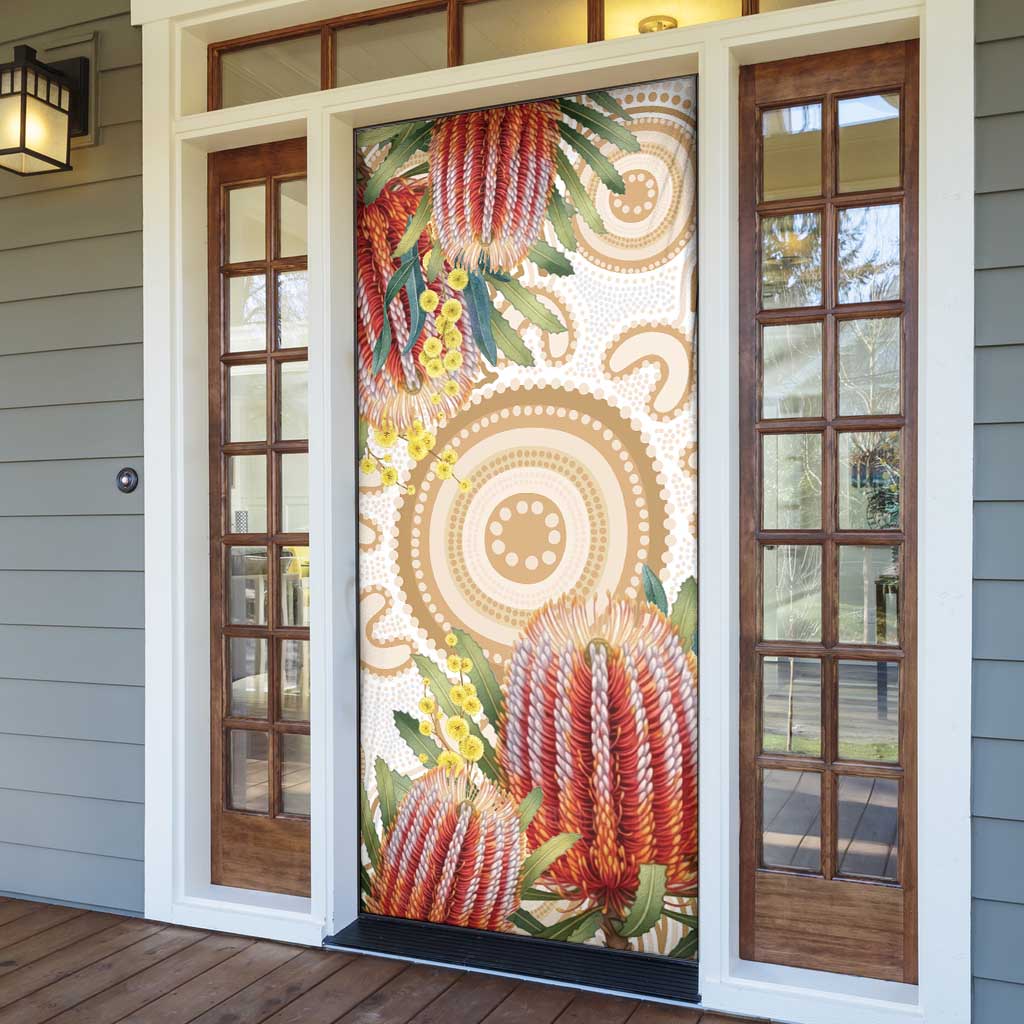 Australia Banksia Door Cover Aussie Native Flowers Indigenous Art - Aussie Hoodie