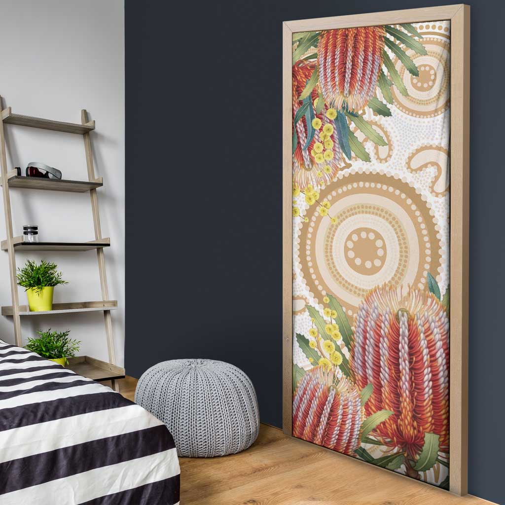 Australia Banksia Door Cover Aussie Native Flowers Indigenous Art - Aussie Hoodie