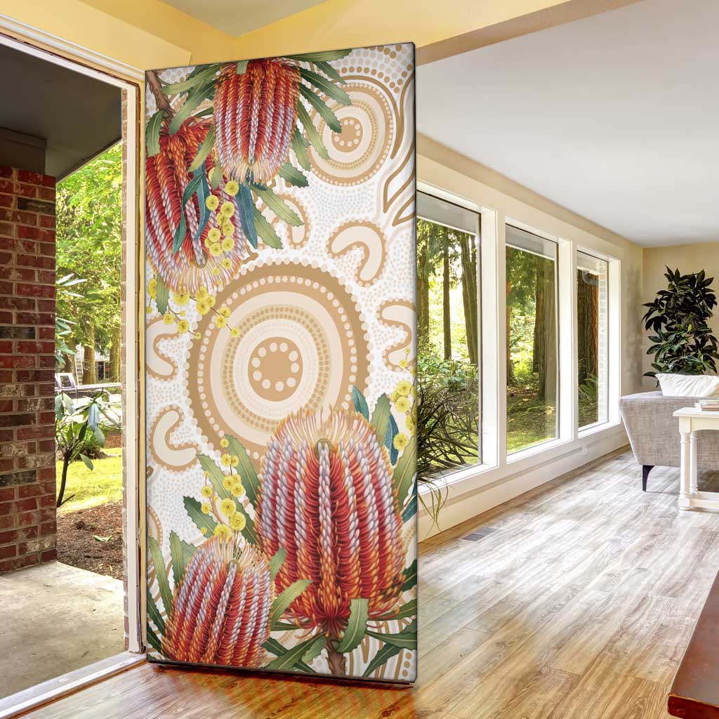 Australia Banksia Door Cover Aussie Native Flowers Indigenous Art - Aussie Hoodie