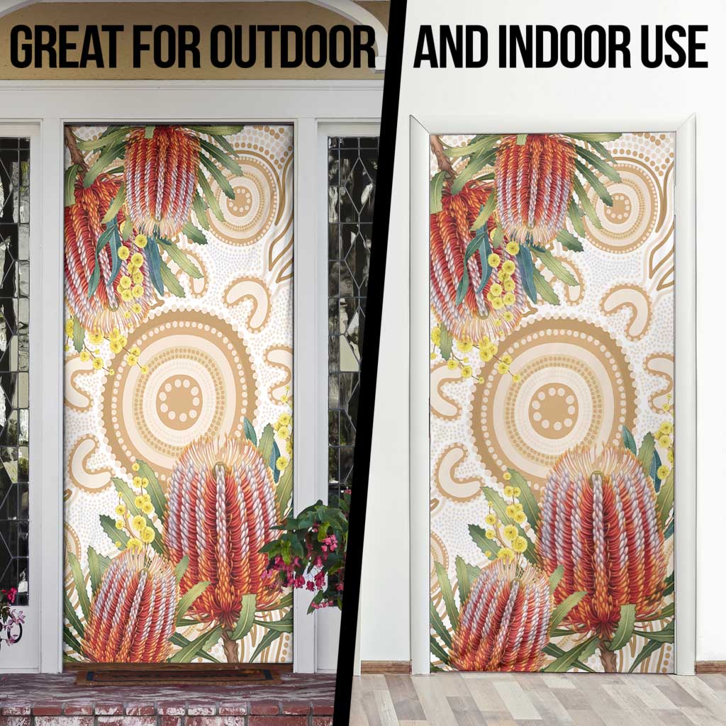 Australia Banksia Door Cover Aussie Native Flowers Indigenous Art - Aussie Hoodie