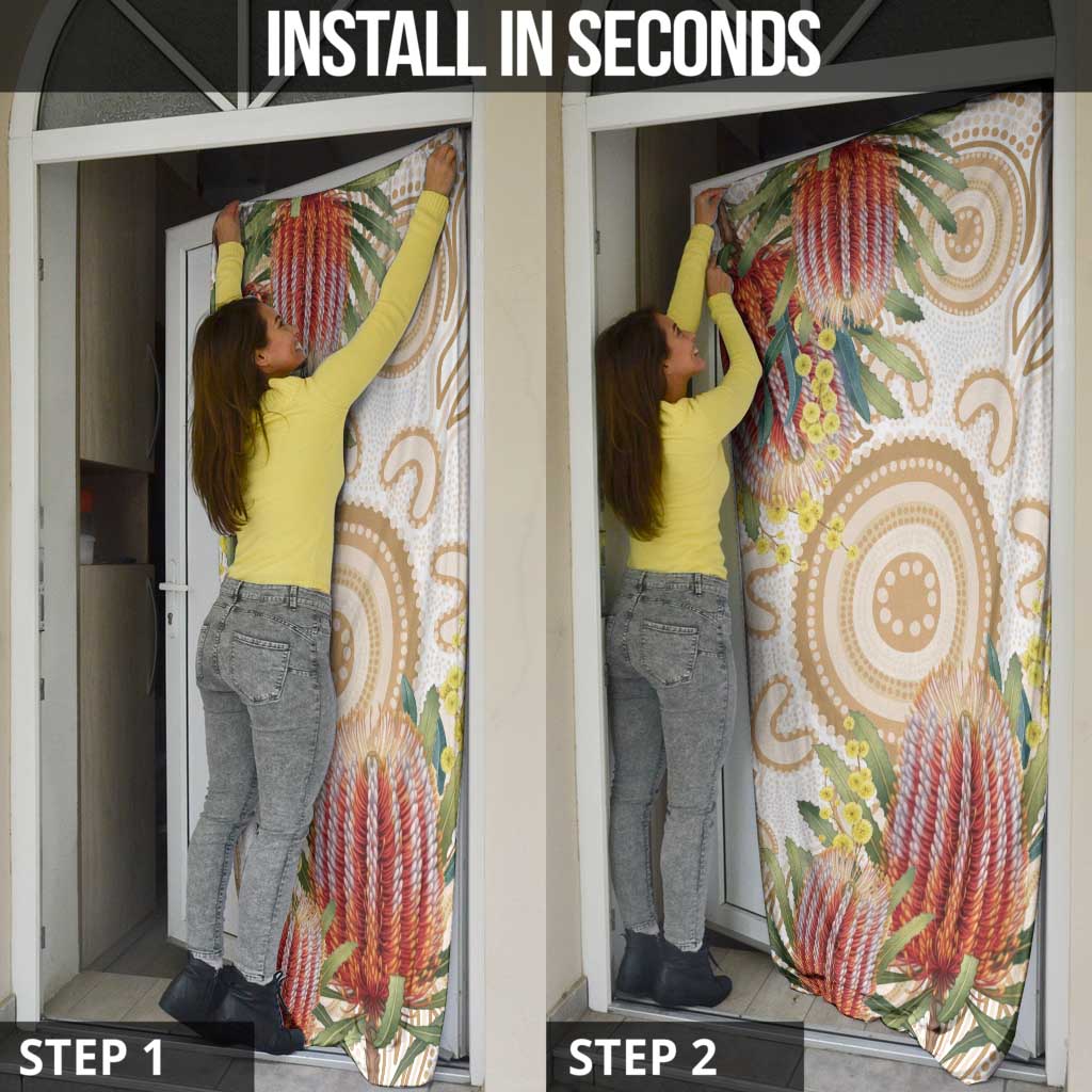 Australia Banksia Door Cover Aussie Native Flowers Indigenous Art - Aussie Hoodie