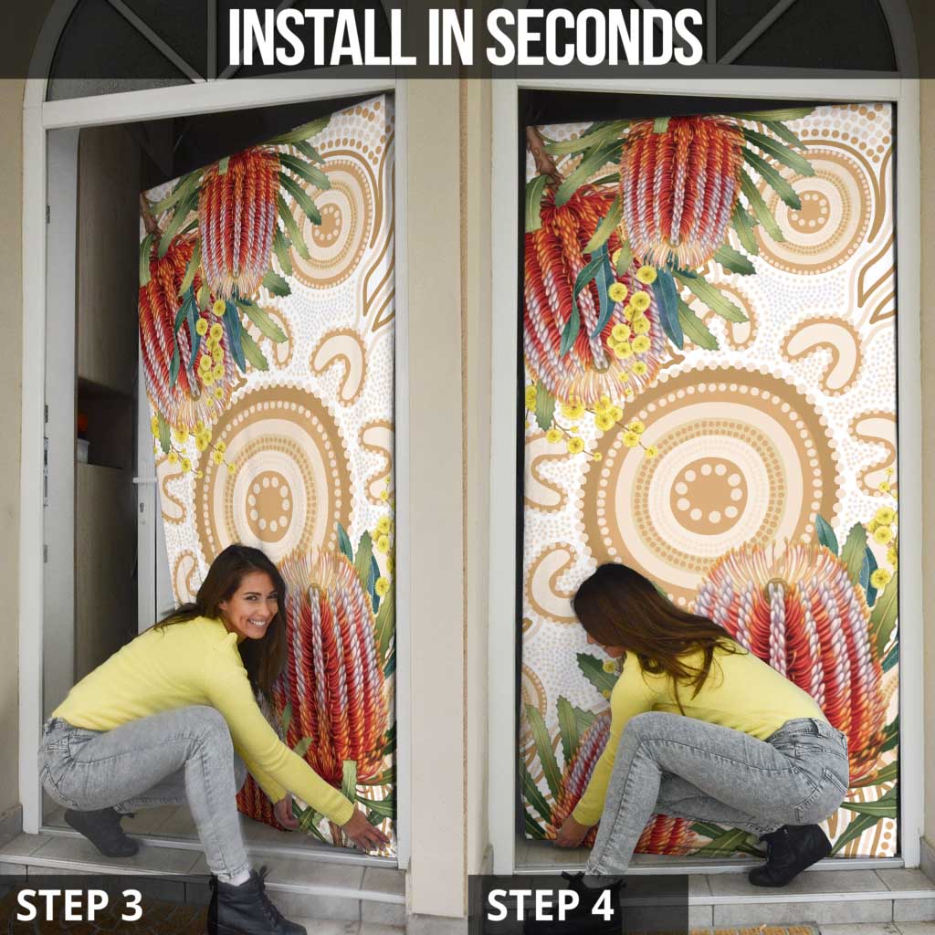 Australia Banksia Door Cover Aussie Native Flowers Indigenous Art - Aussie Hoodie