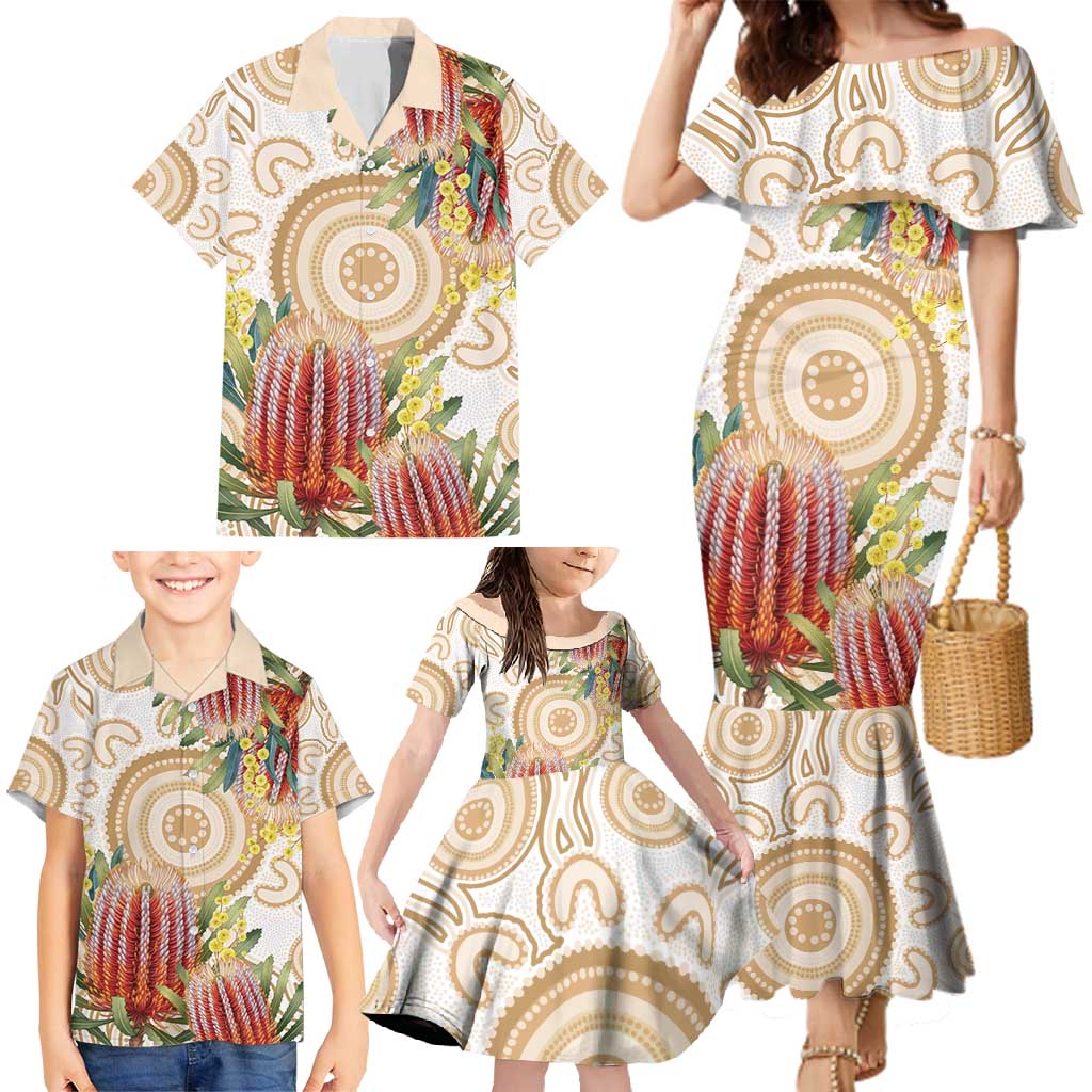 Australia Banksia Family Matching Mermaid Dress and Hawaiian Shirt Aussie Native Flowers Indigenous Art - Aussie Hoodie
